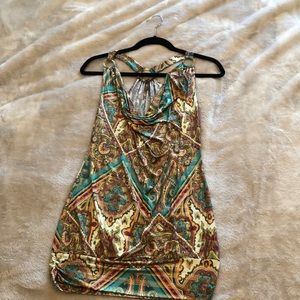 Multi colored scoop neck top